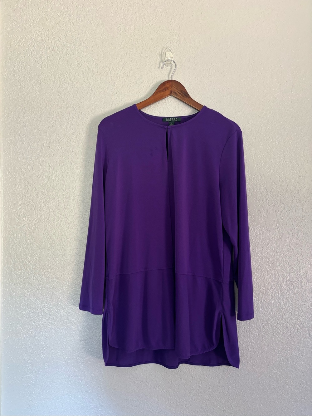 Lauren Ralph Lauren Deep Purple Long Sleeve Tunic Blouse